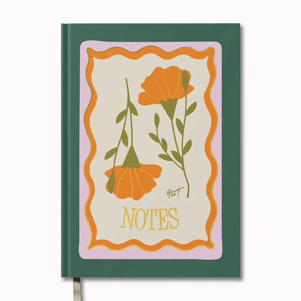 Lined Notebook Hardback - Golden Bloom A5 - by Yop & Tom