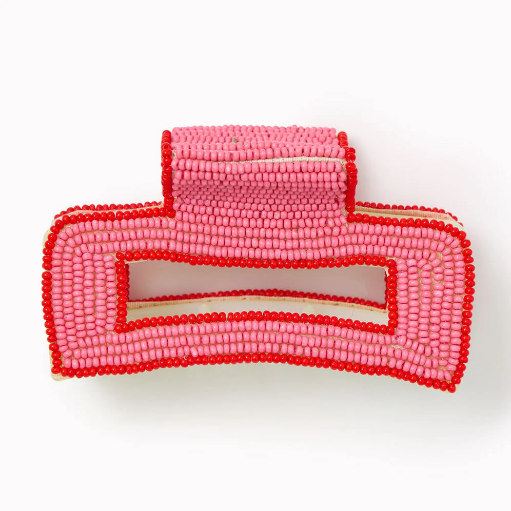 Lola Pink Beaded Hair Clip - Image 2
