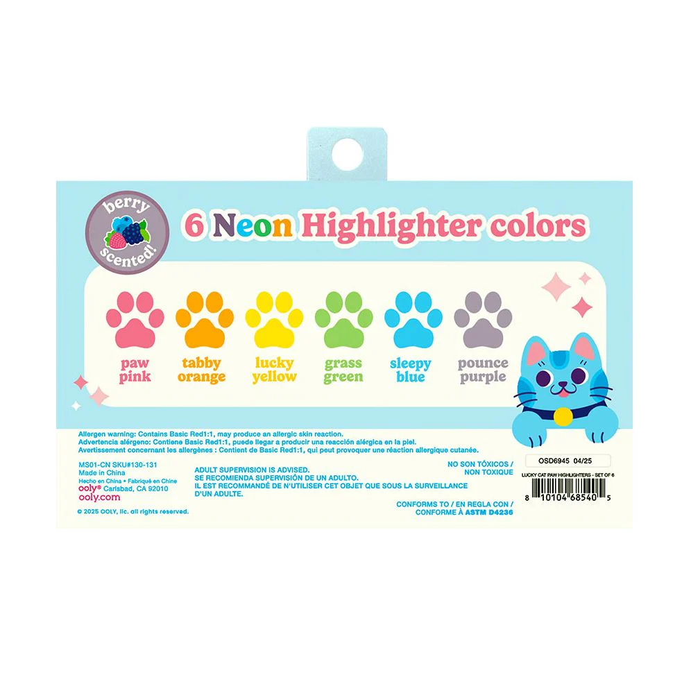 Lucky Cat Paw: Neon Highlighters - Grape Scent (Set of 6) - Image 2