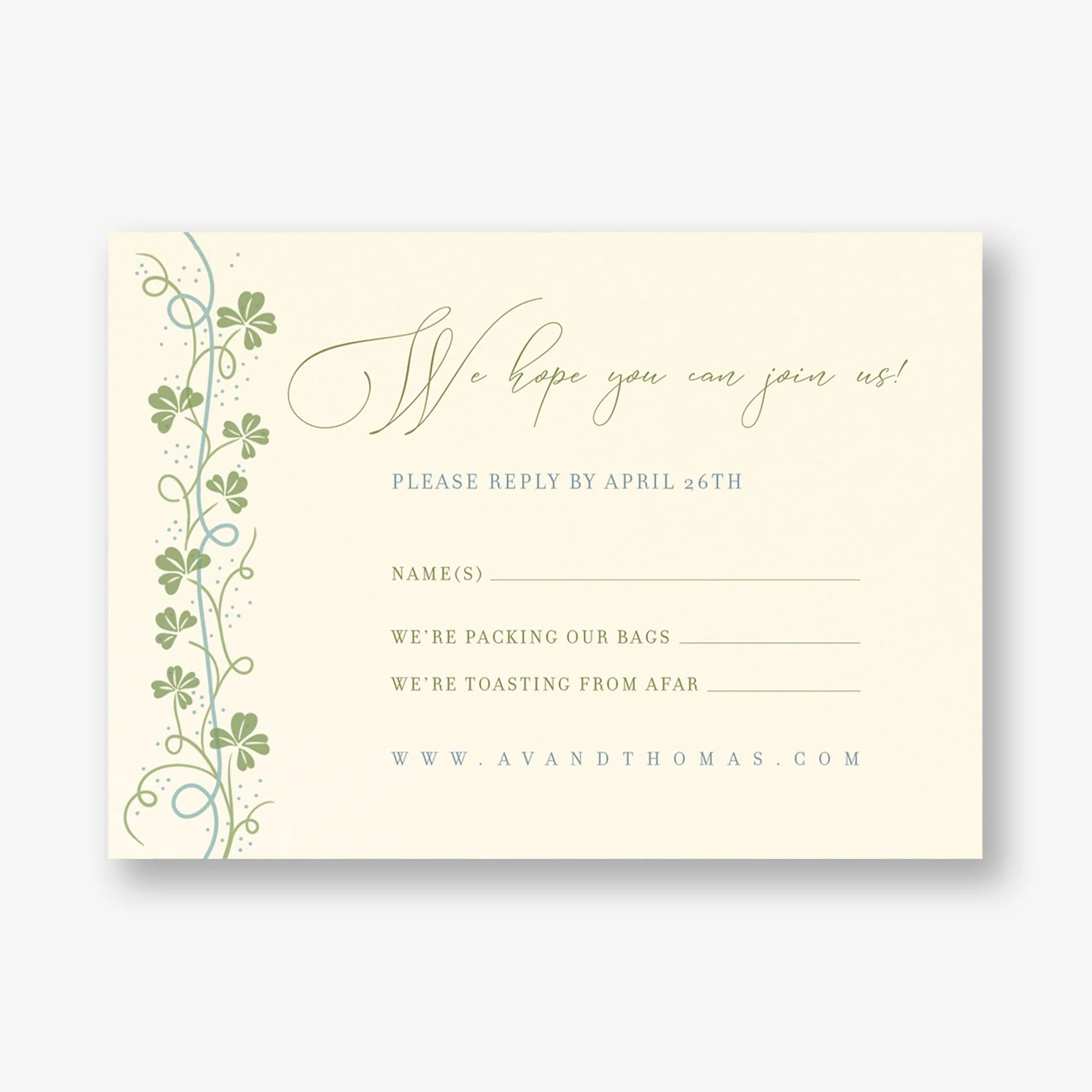 Lucky Clovers Response Card