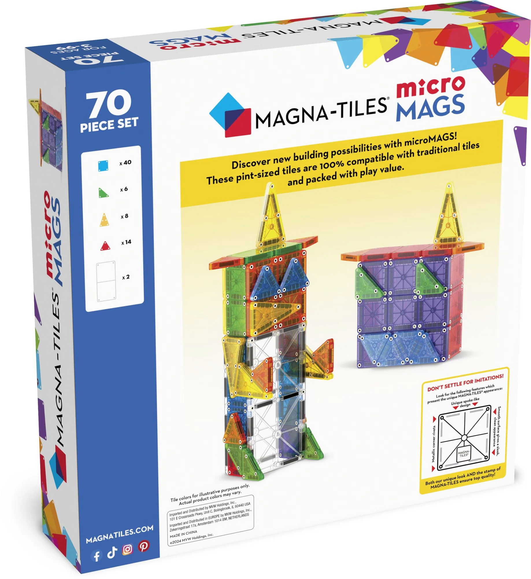 MAGNA-TILES microMAGS 70-Piece Deluxe Magnetic Construction Set, The ORIGINAL Magnetic Building Brand - Image 7