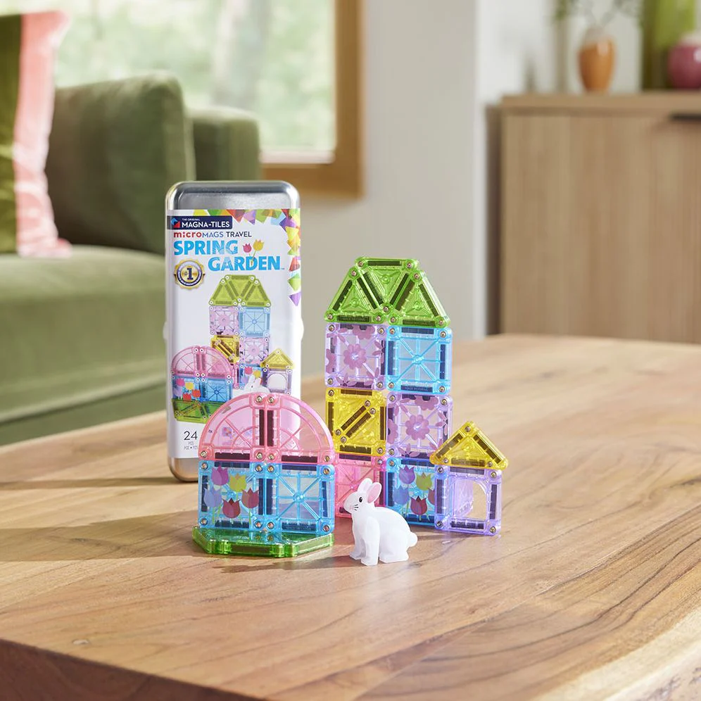 MAGNA-TILES® microMAGS Spring Garden Travel Set 24-Piece Magnetic Construction Set, The Original Magnetic Building Brand - Image 2