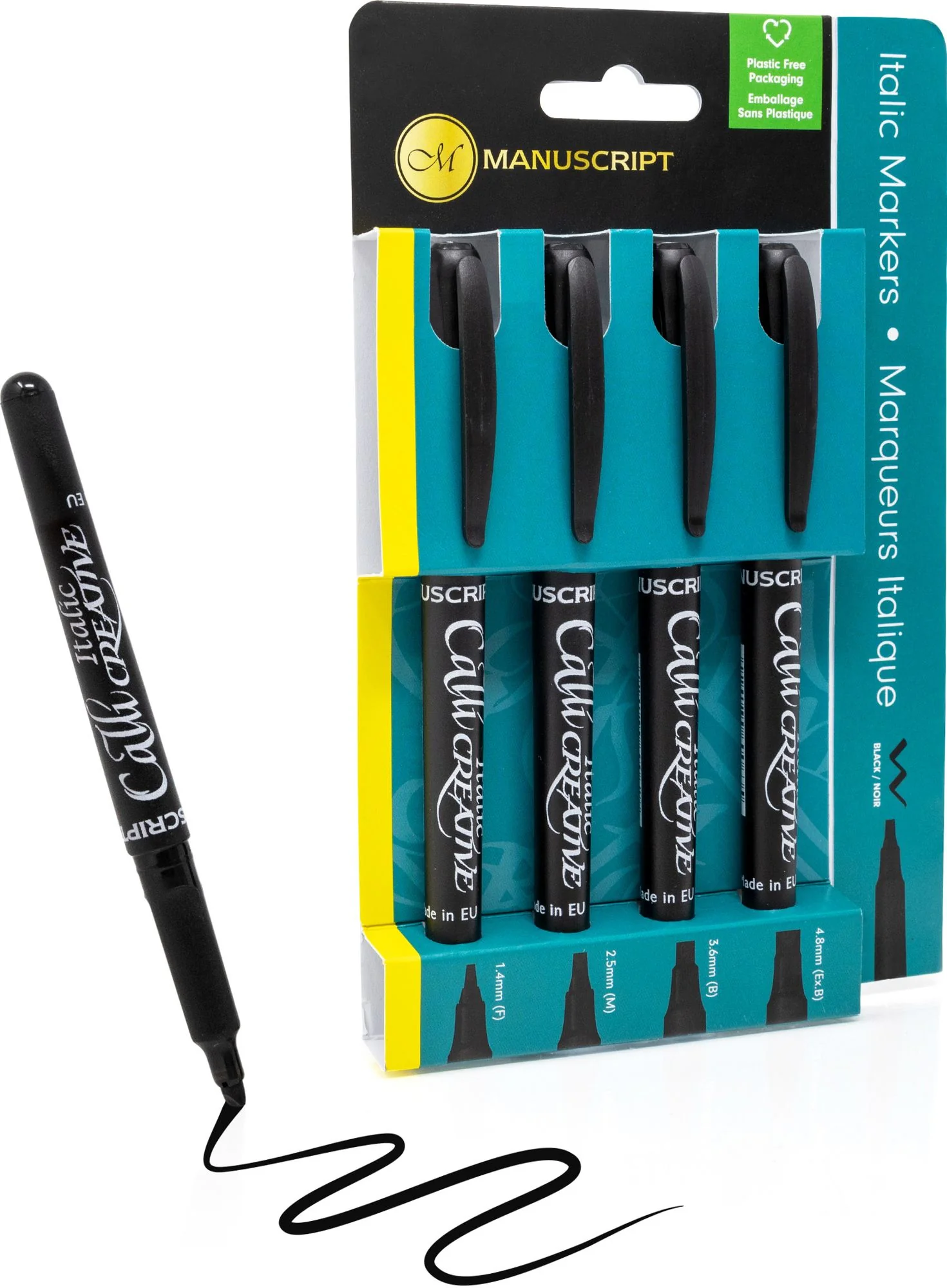 Manuscript Callicreative Italic Markers - pack of 4 - Black - Fine/Medium/Broad/Extra Broad - Image 5