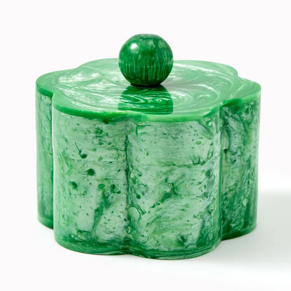 Marbled Resin Floral Trinket Dish