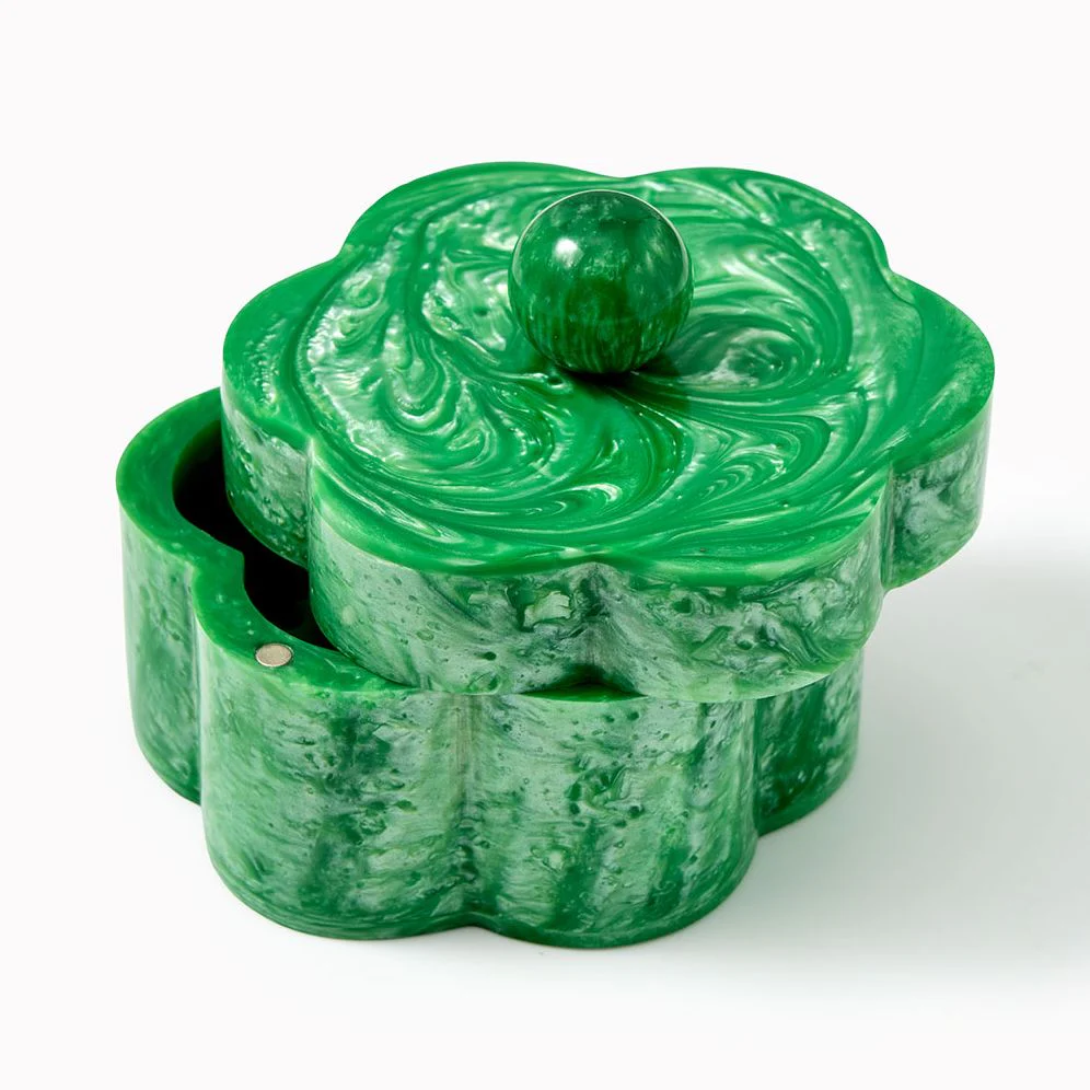 Marbled Resin Floral Trinket Dish - Image 3