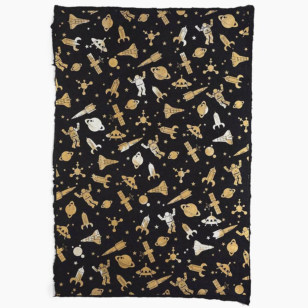 Metallic Outer Space on Black Handmade Paper - Image 2