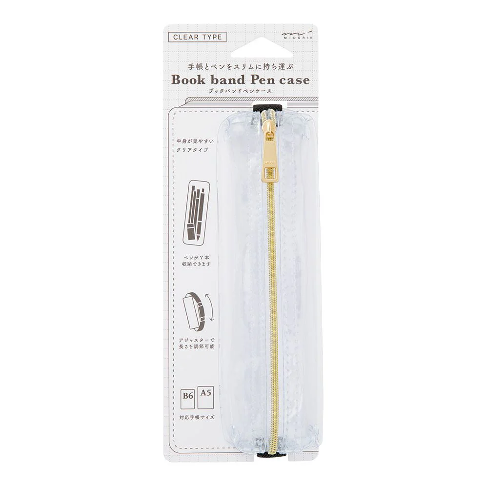 Midori Book Band Pen Case B6 A5 Clear