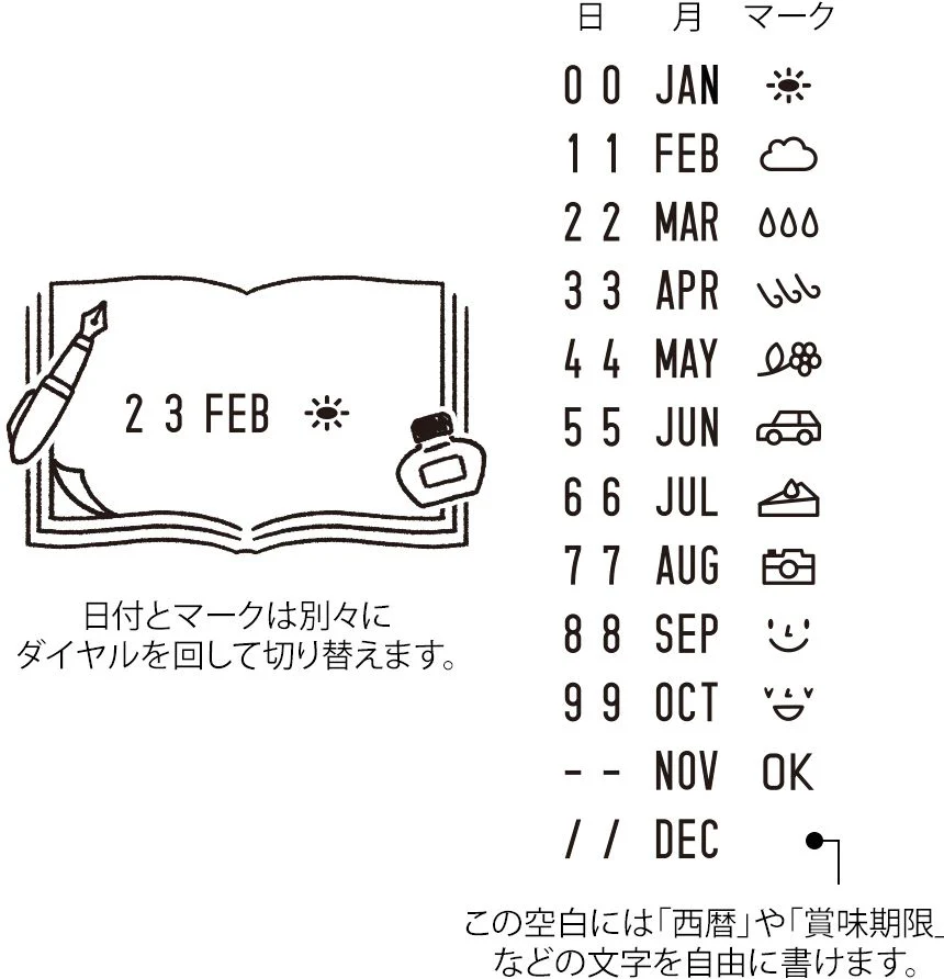 Midori Paintable Rotating Date Stamp - Stationery - Image 2