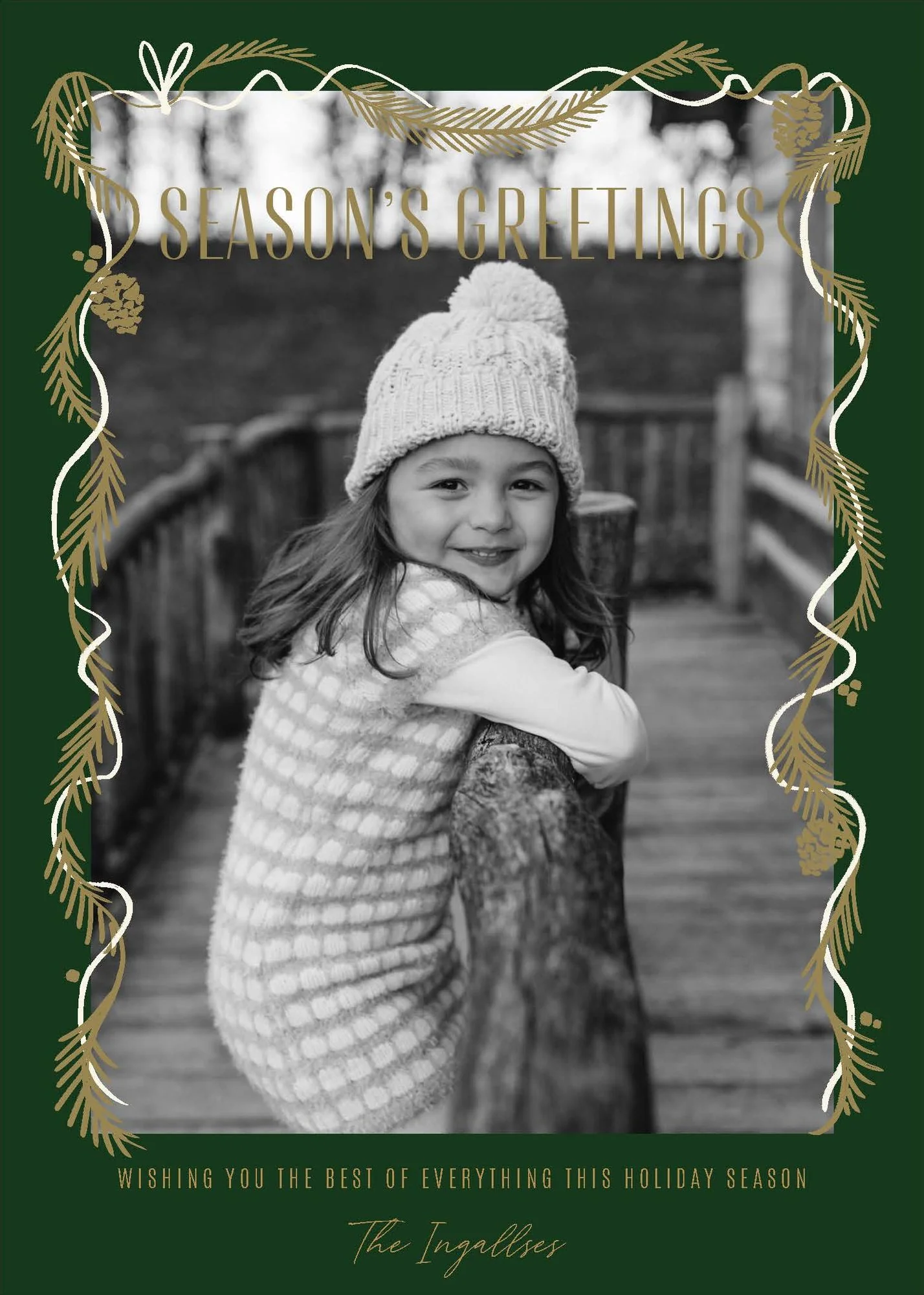 Minimal Garland Border Holiday Photo Card - Image 2