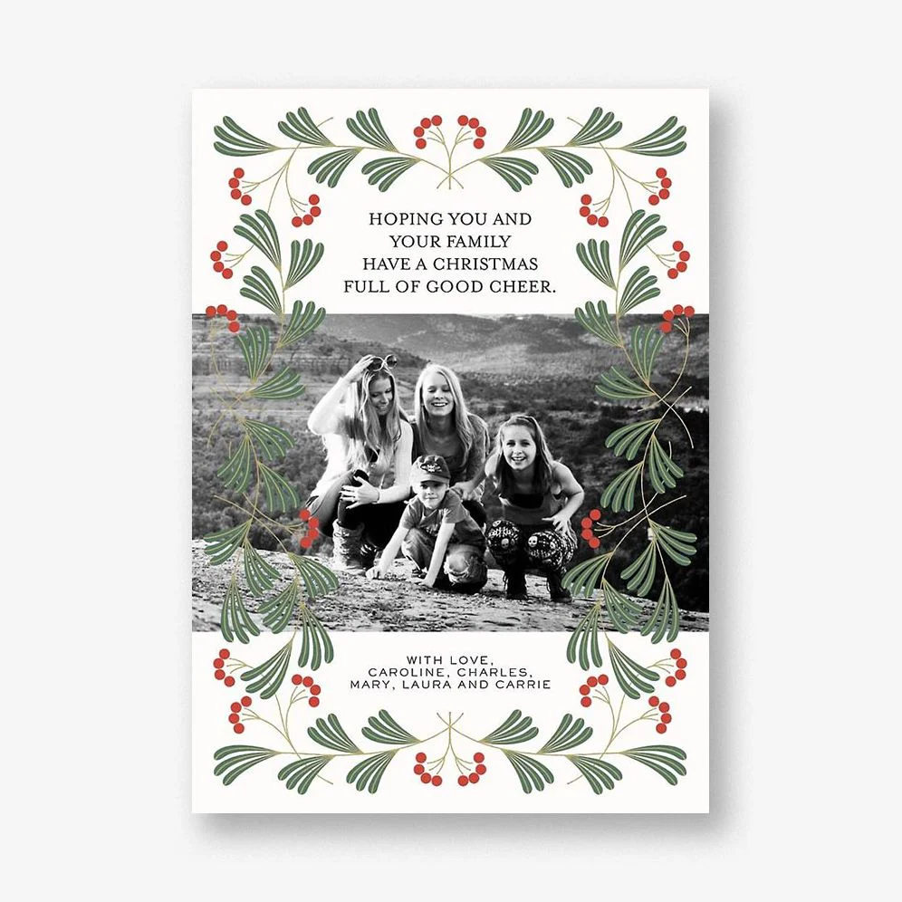 Modern Holly Holiday Photo Card