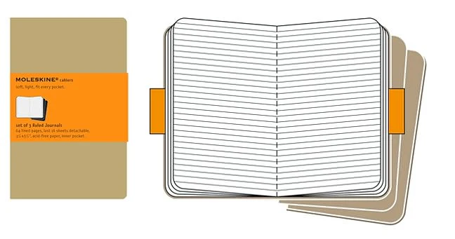 Moleskine Cahier Journal (Set of 3), Pocket, Ruled, Kraft Brown, Soft Cover (3.5 x 5.5): set of 3 Ruled Journals - Image 2