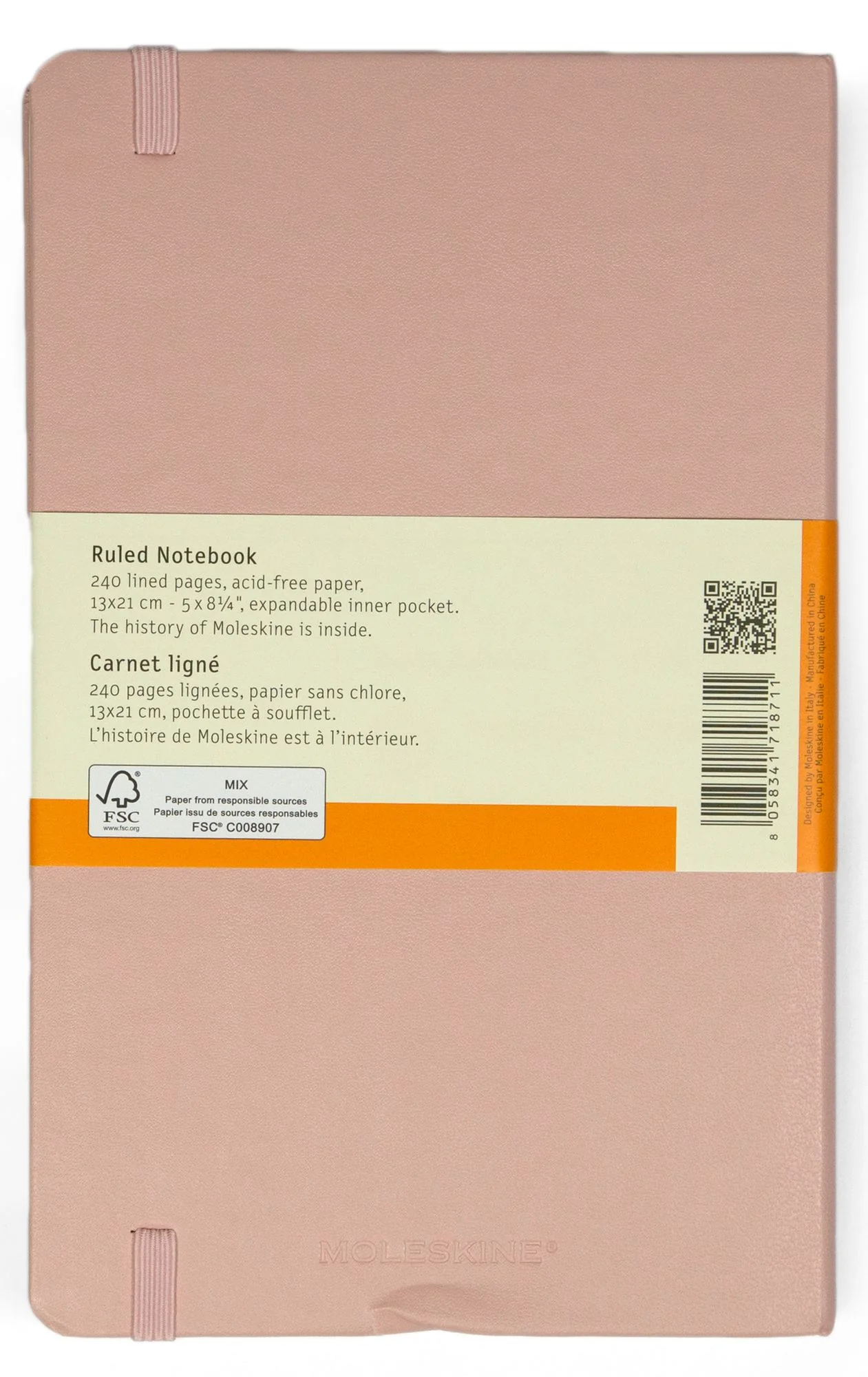 Moleskine Classic Notebook, Hard Cover, Old Rose, Large with Ruled pages - Image 2