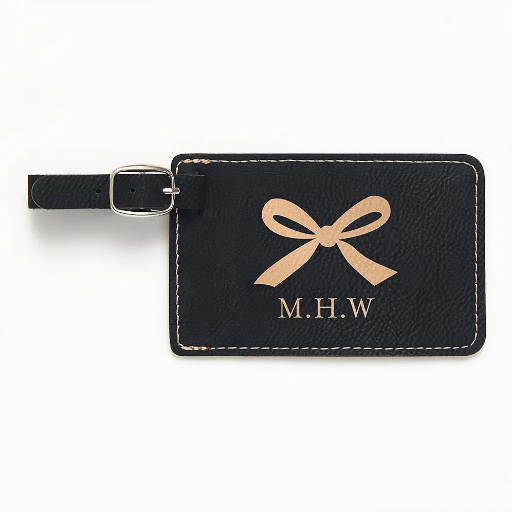 Monogram Bow Black Luggage Tag