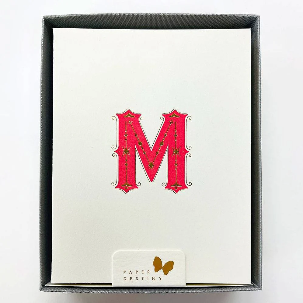 Monogram Letterpress M Stationery Set