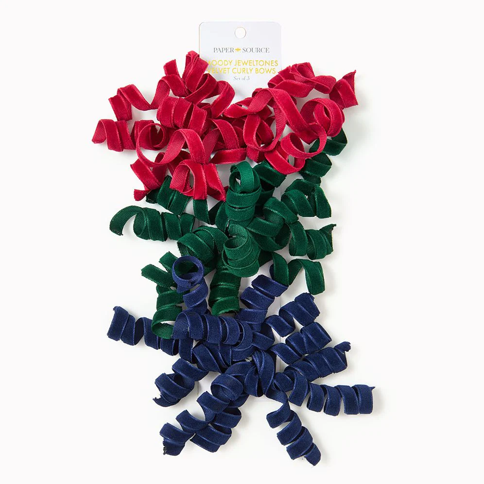 Moody Jeweltones Velvet Curly Bows S/3