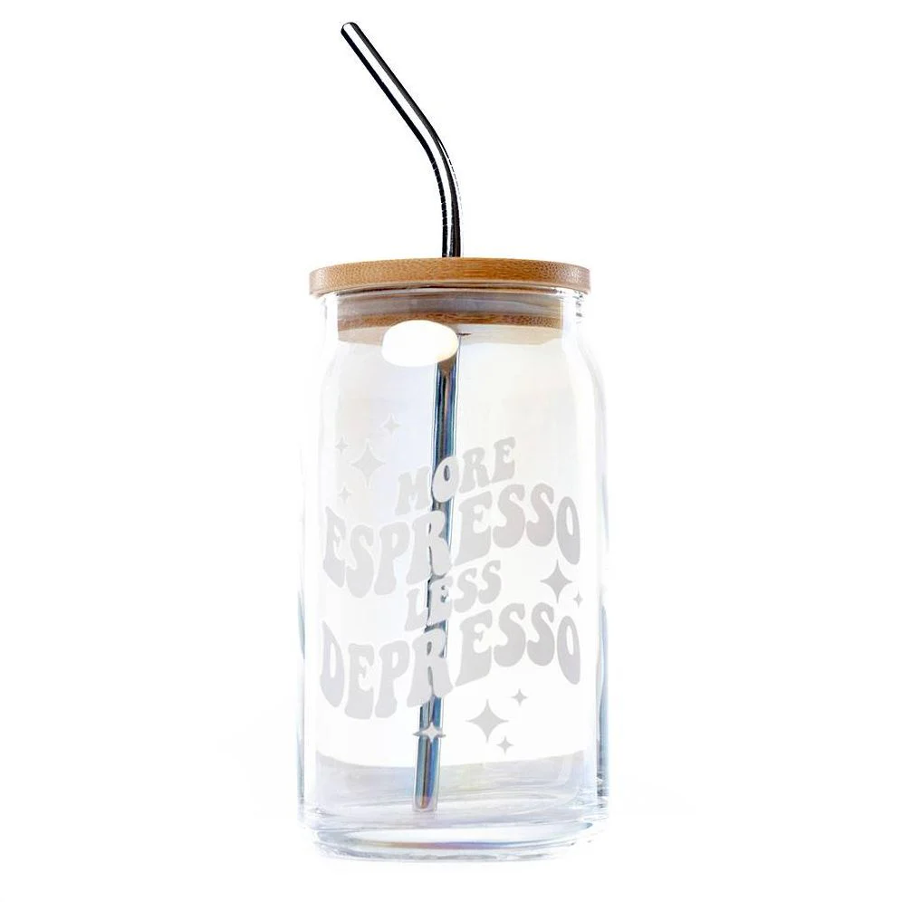 More Espresso Less Depresso Glass
