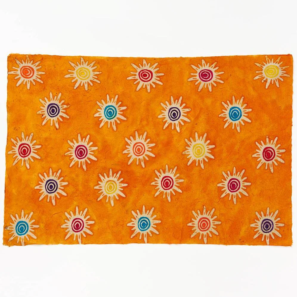 Multi Color Suns On Orange Handmade Paper - Image 2