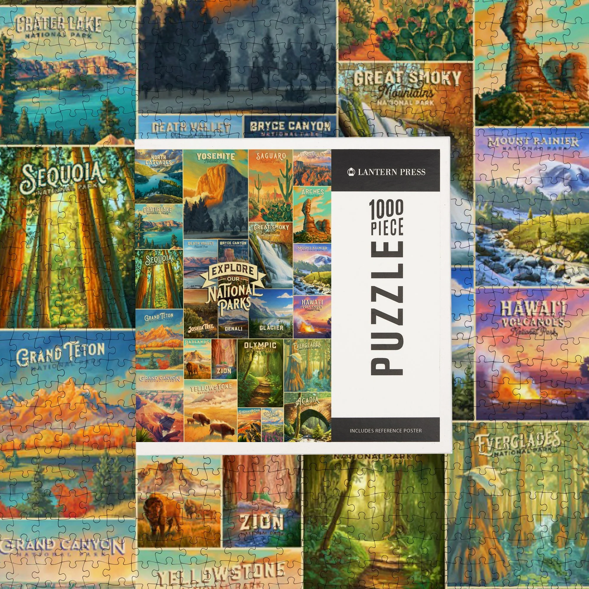 National Parks Oil Painting Collage 1000 Piece Puzzle - Image 2