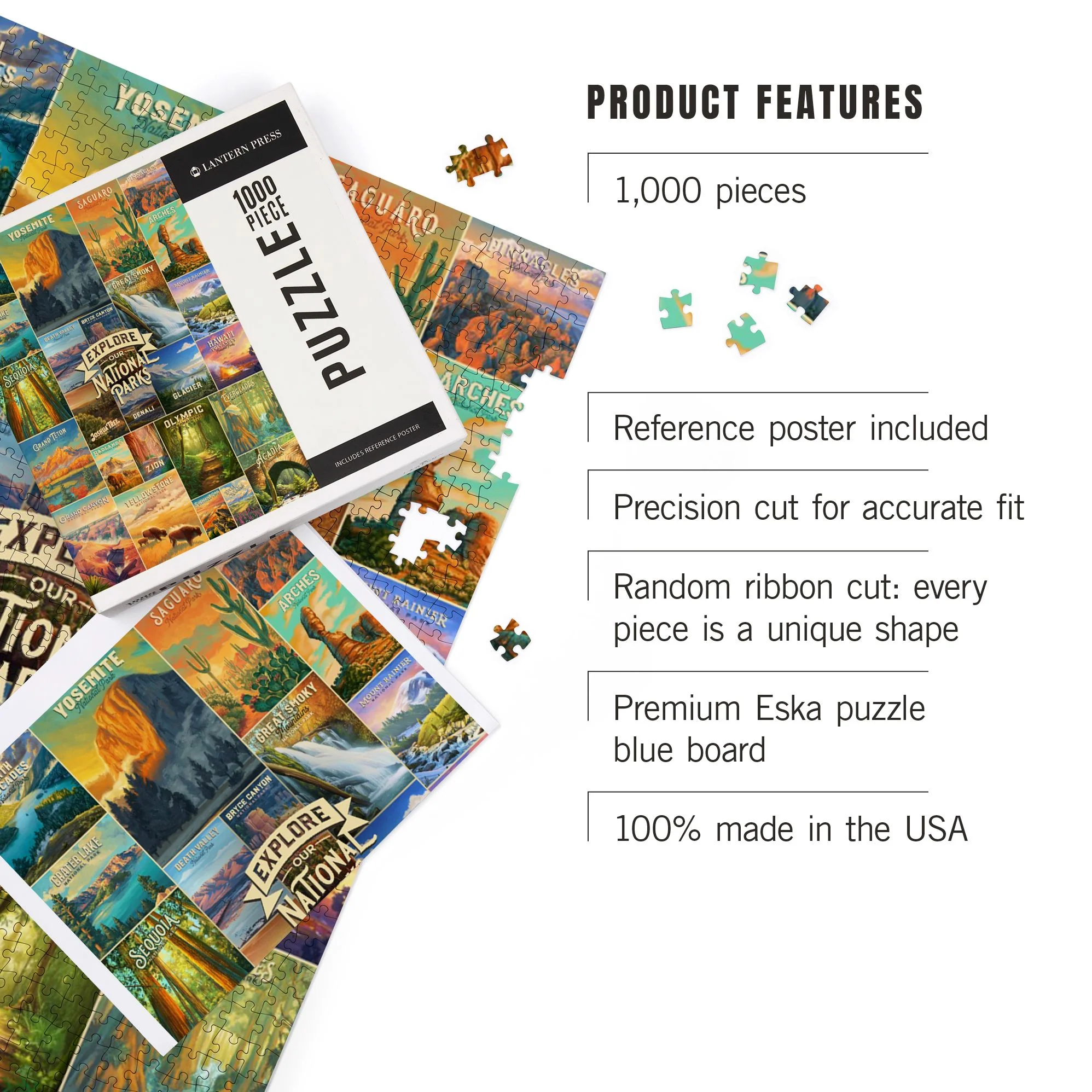 National Parks Oil Painting Collage 1000 Piece Puzzle - Image 4
