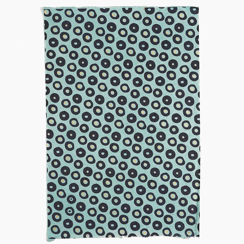 Navy and Gold Dots on Blue Handmade Paper - Image 2