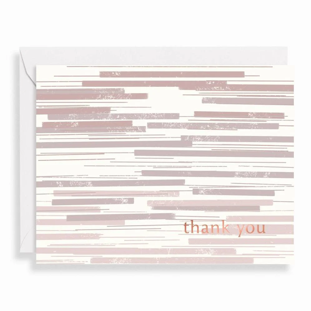 Neutral Stripe Floral Thank You Card Set - Image 2