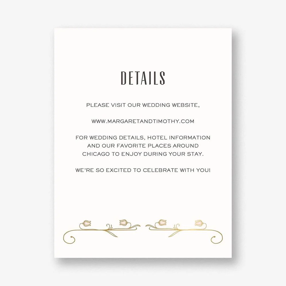 Nouveau Tulips Foil Stamped Information Card