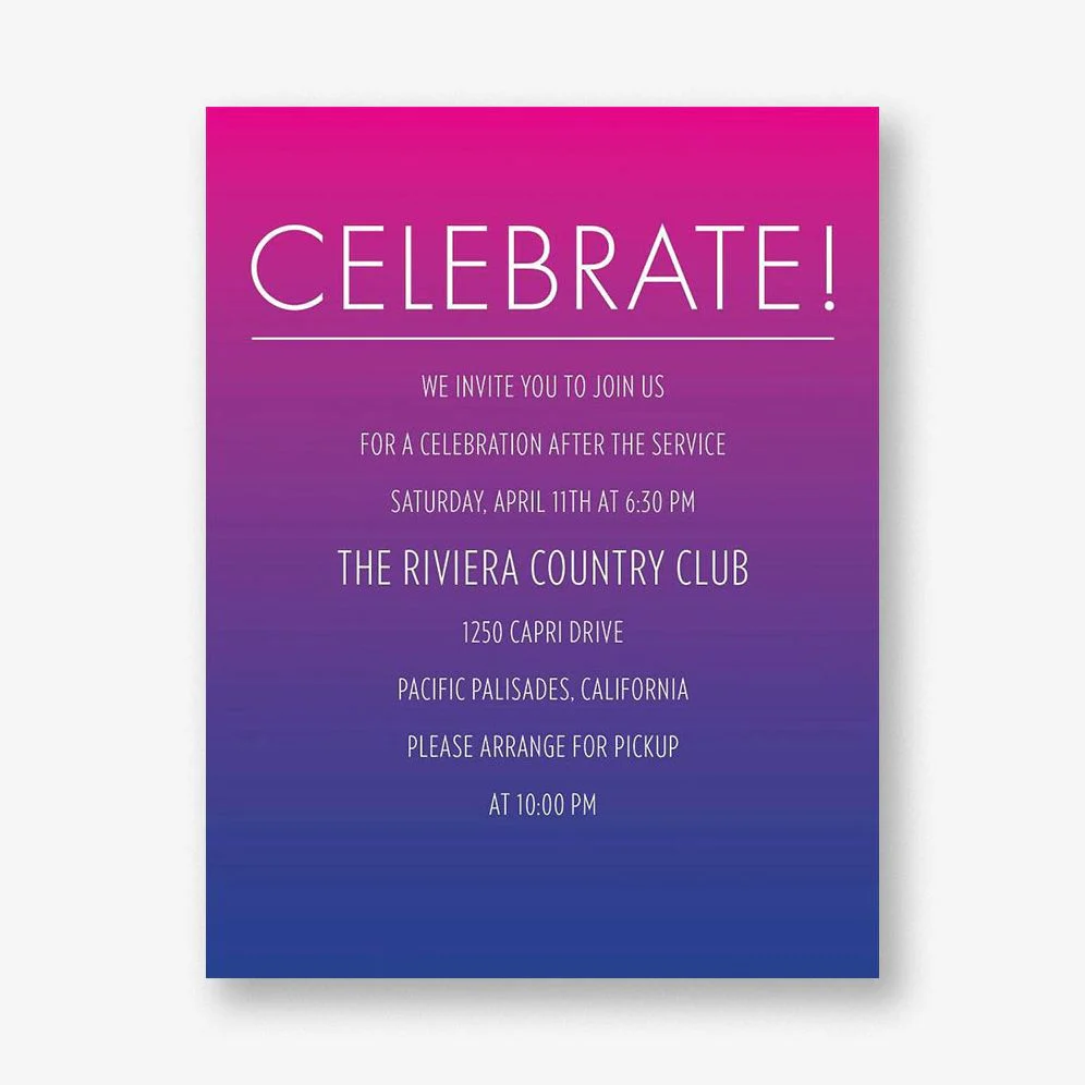 Ombre Bat Mitzvah Information Card