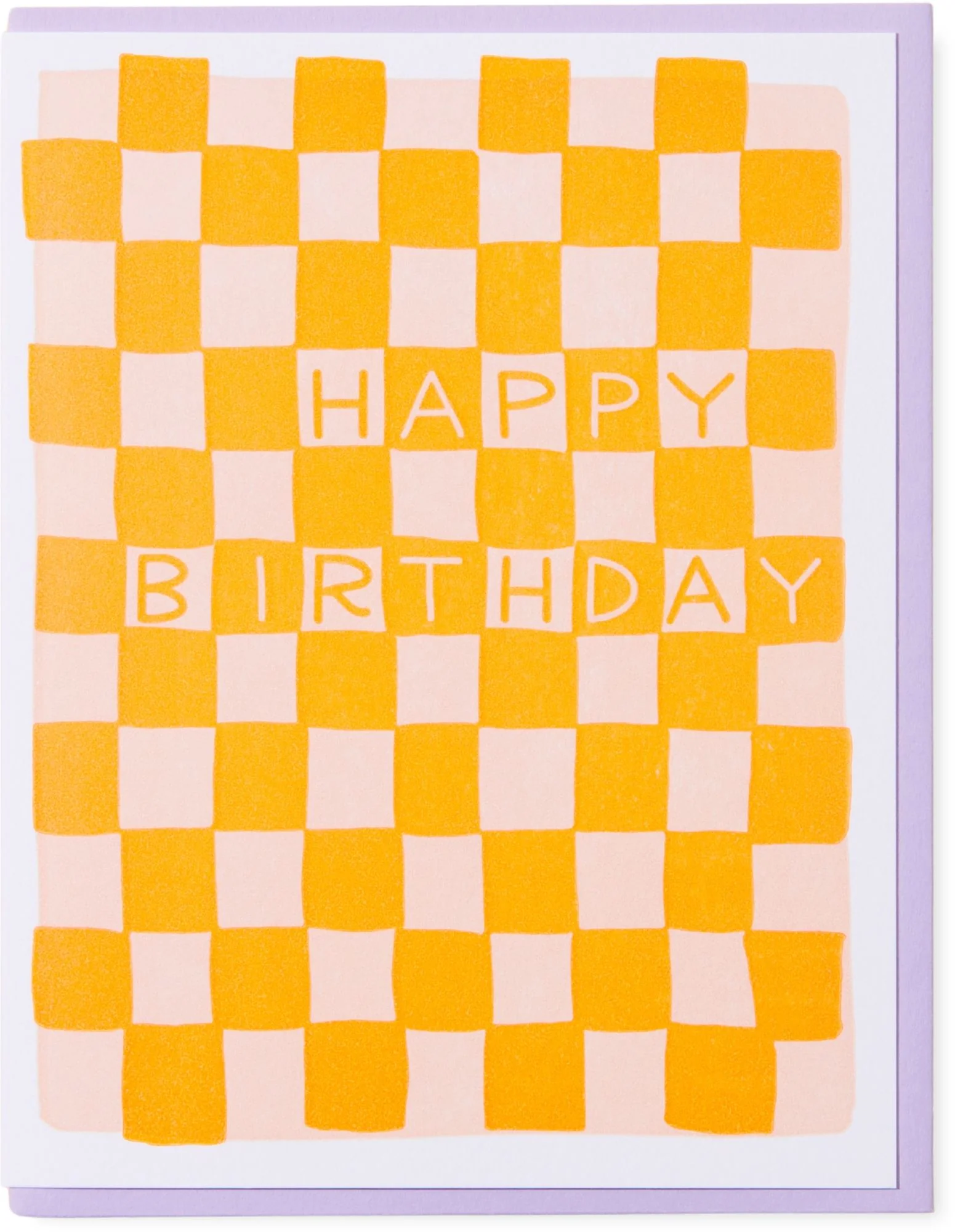 Orange Checkerboard Birthday Card