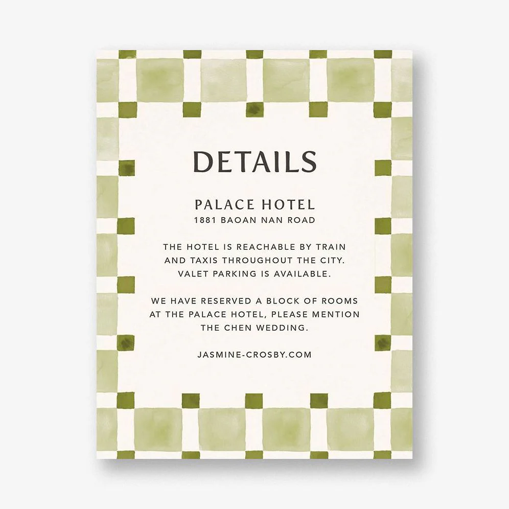 Organic Check Green Information Card