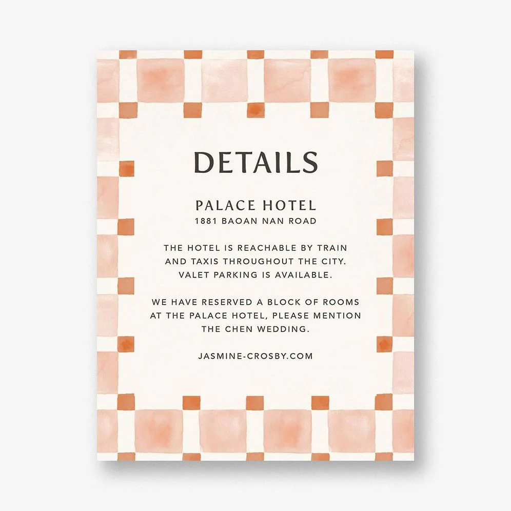 Organic Check Orange Information Card
