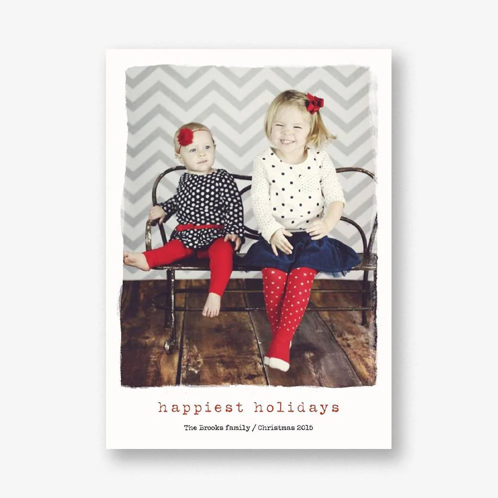 Paint Border Vertical Holiday Photo Card