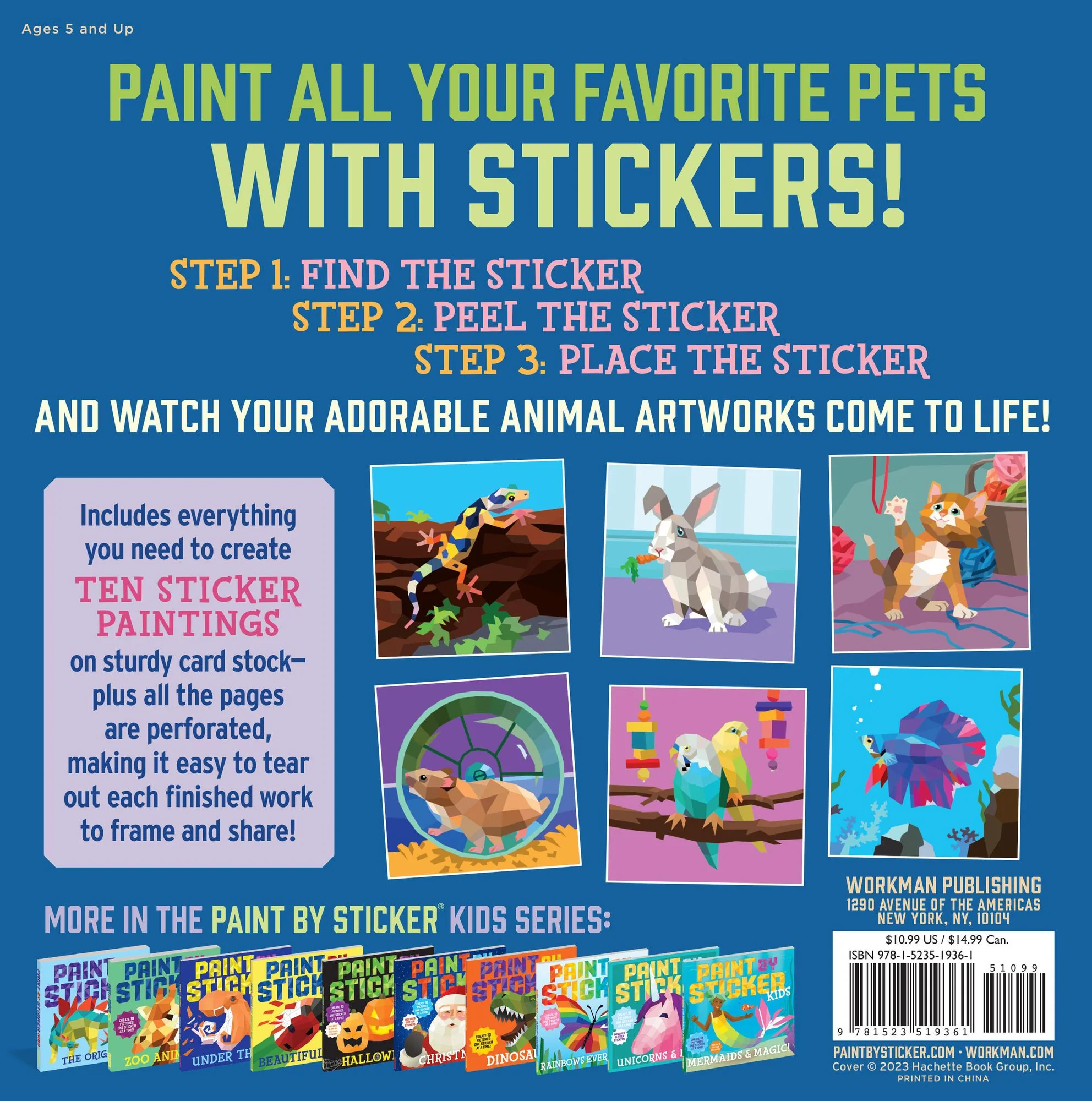 Paint by Sticker Kids: Pets: Create 10 Pictures One Sticker at a Time! - Image 19