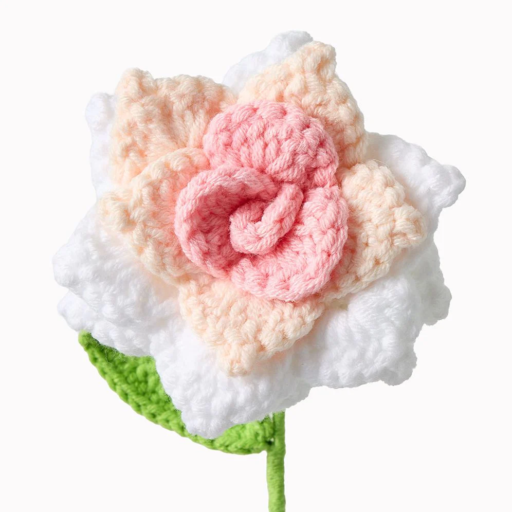Pale Pink Rose Crochet Flower - Image 2