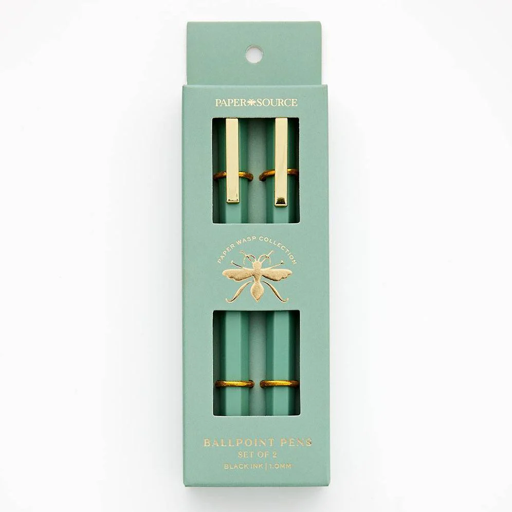 Paper Wasp Sage Ballpoint Pen S/2 - Limited Edition
