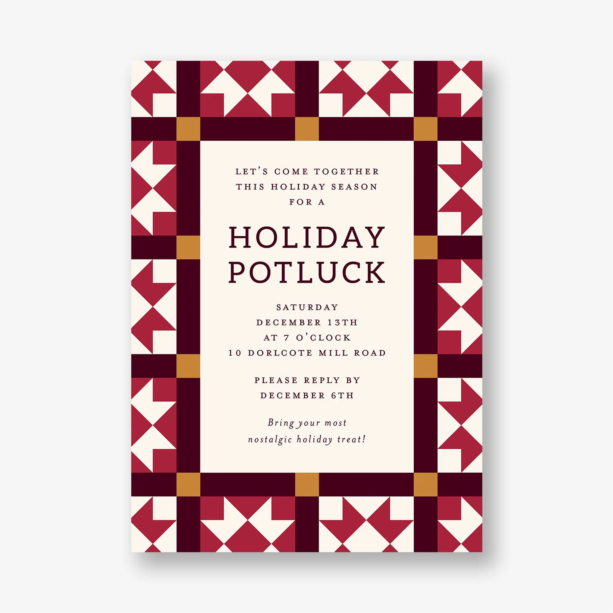 Patchwork Quilt Holiday Party Invitation - Image 4