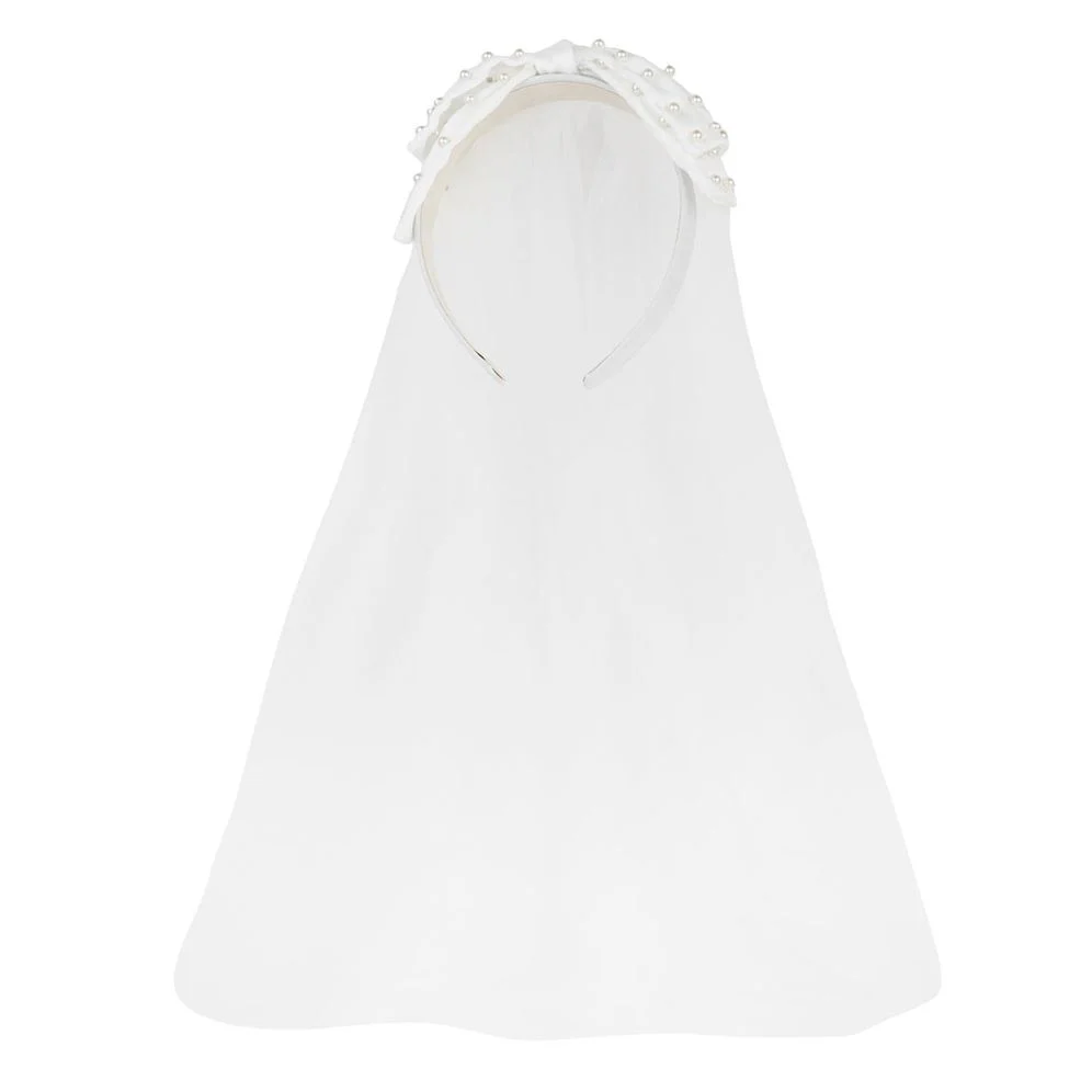 PEARL BOW HEADBAND WITH VEIL - Image 2