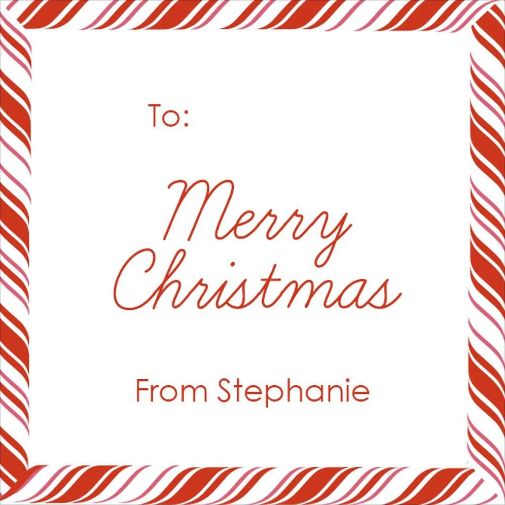 Peppermint Border Holiday Gift Tag Label