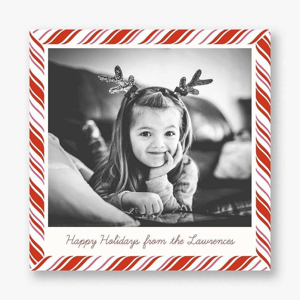 Peppermint Holiday Photo Card Square