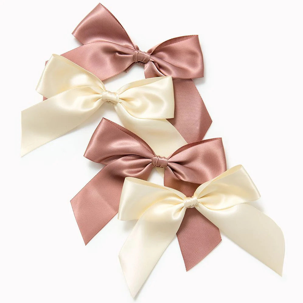 Pink & Ivory Satin Bows Set of 4