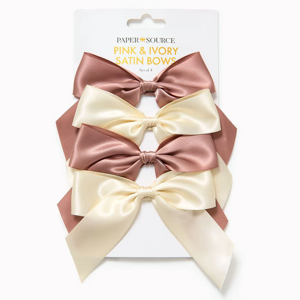 Pink & Ivory Satin Bows Set of 4 - Image 2
