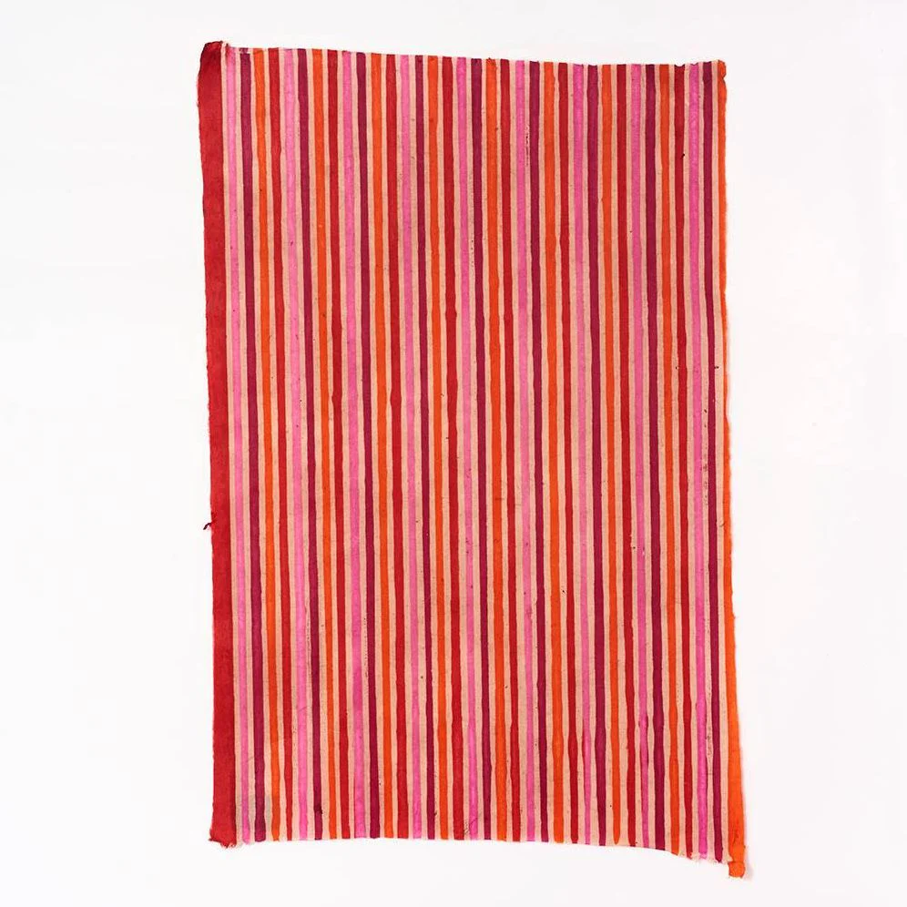 Pink & Orange Stripe Handmade Paper - Image 2