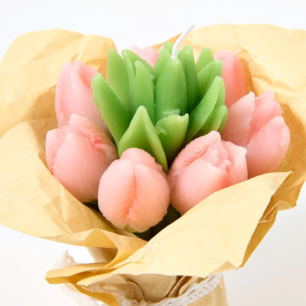 Pink Tulip Candle Bouquet - Image 3
