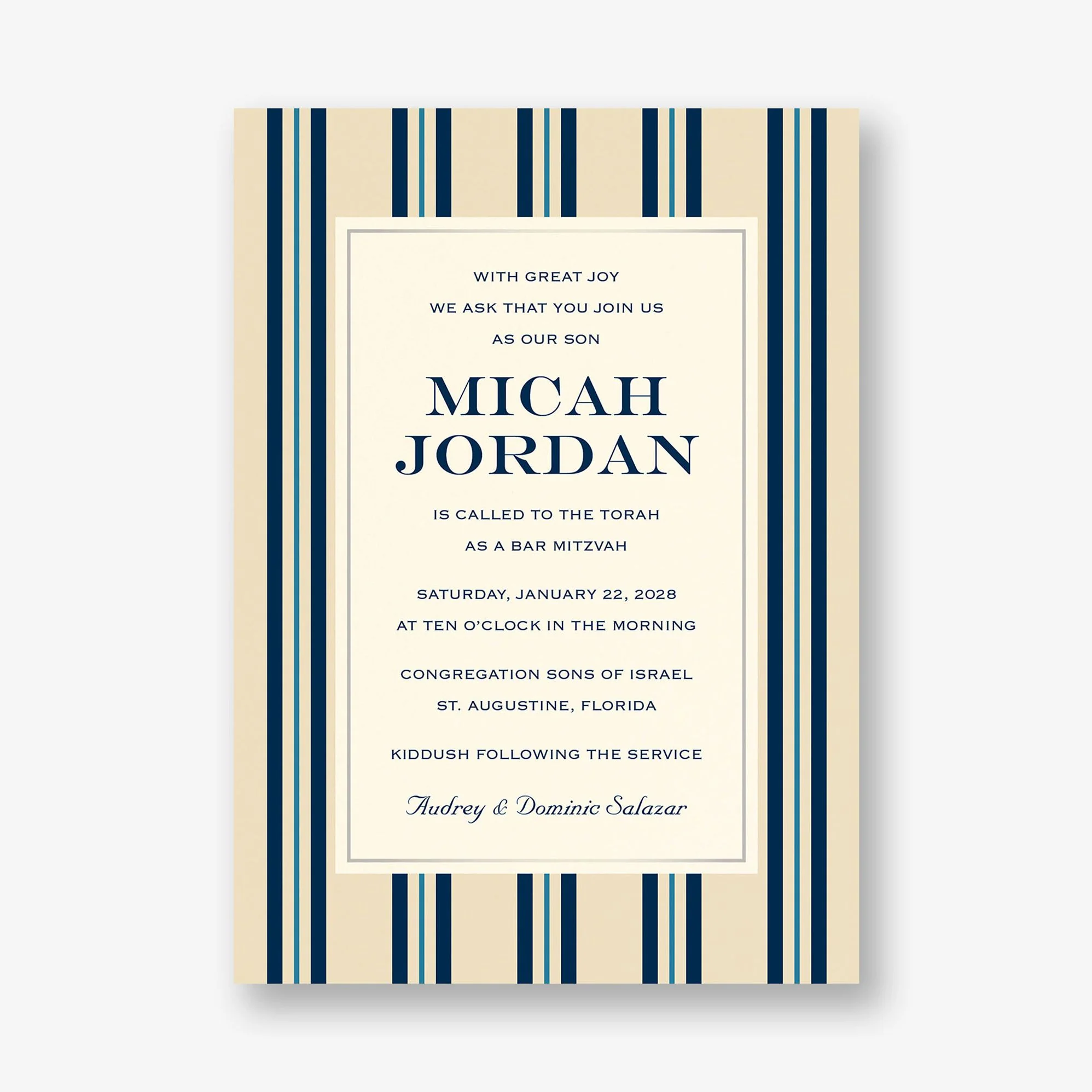 Pinstripe Foil Bar Mitzvah Invitation - Image 2