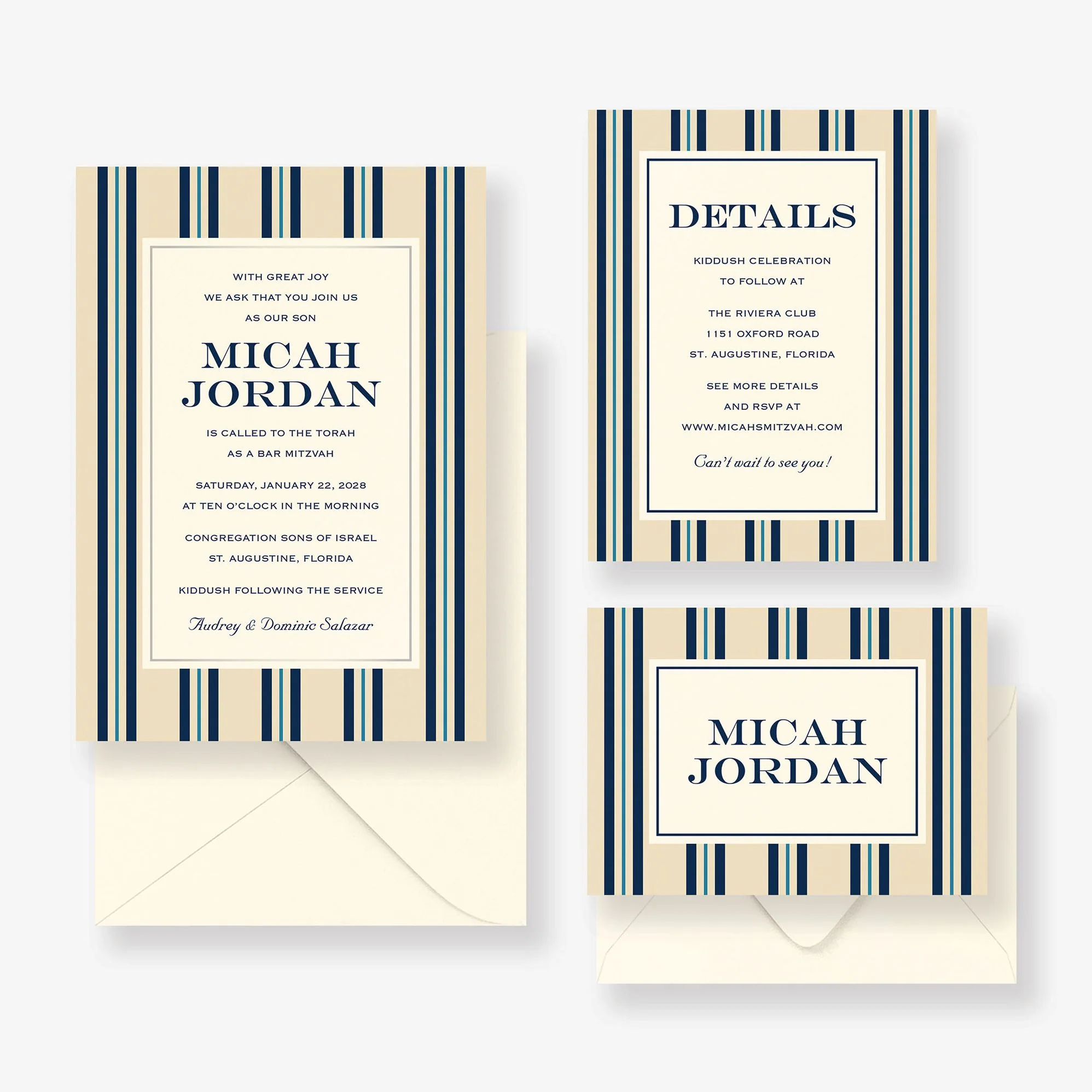 Pinstripe Foil Bar Mitzvah Invitation - Image 5