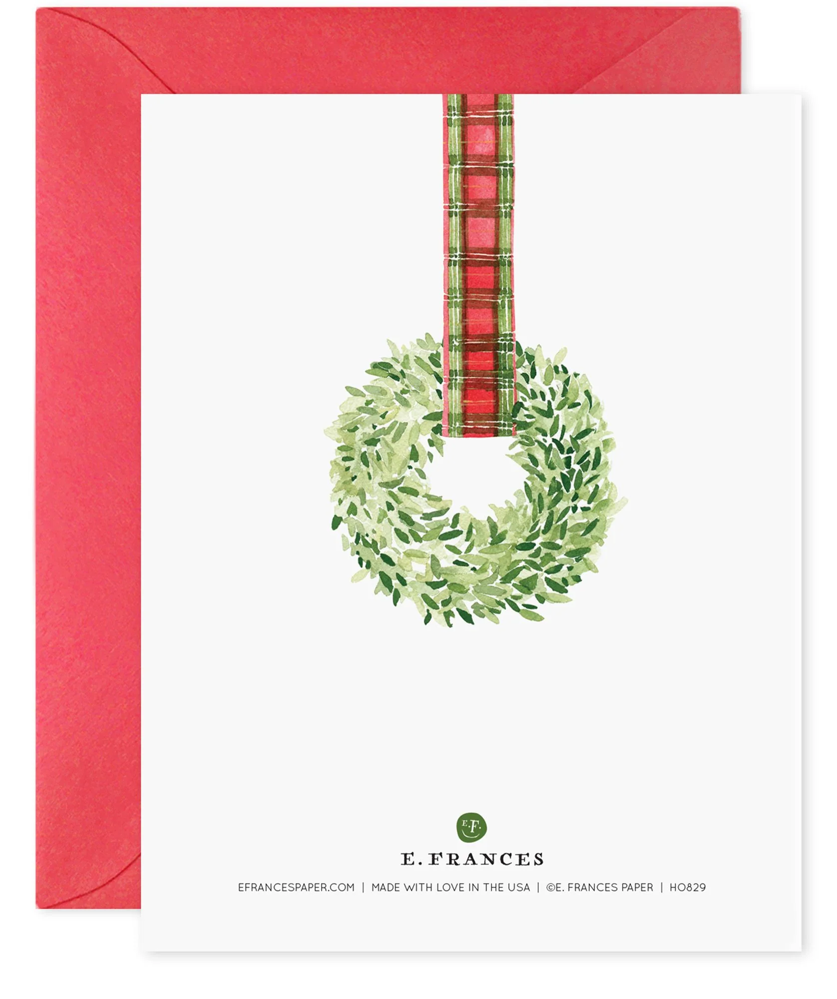Plaid Ribbon Wreath Holiday Card Set - Image 4