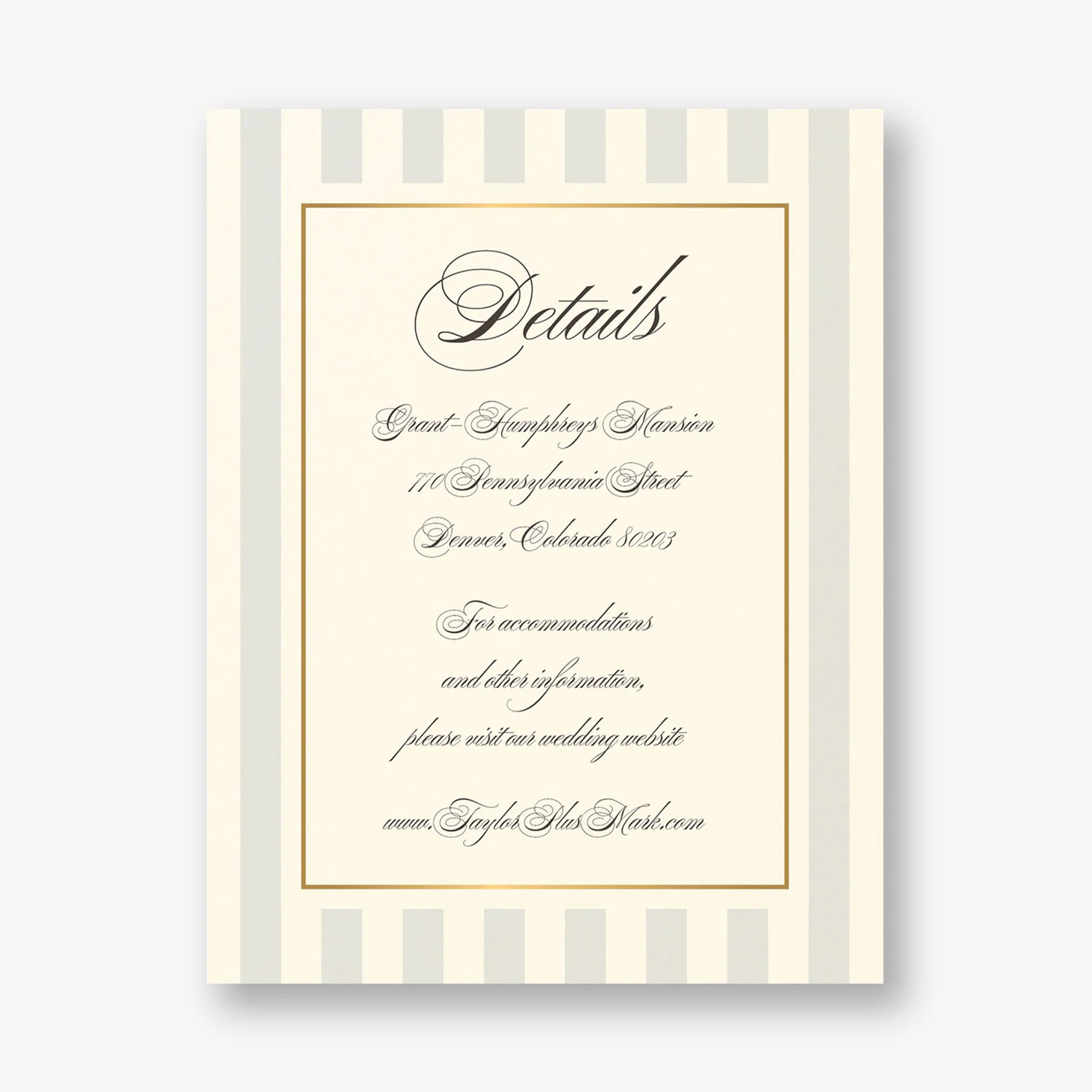 Posh Pinstripe Foil Information Card - Image 2