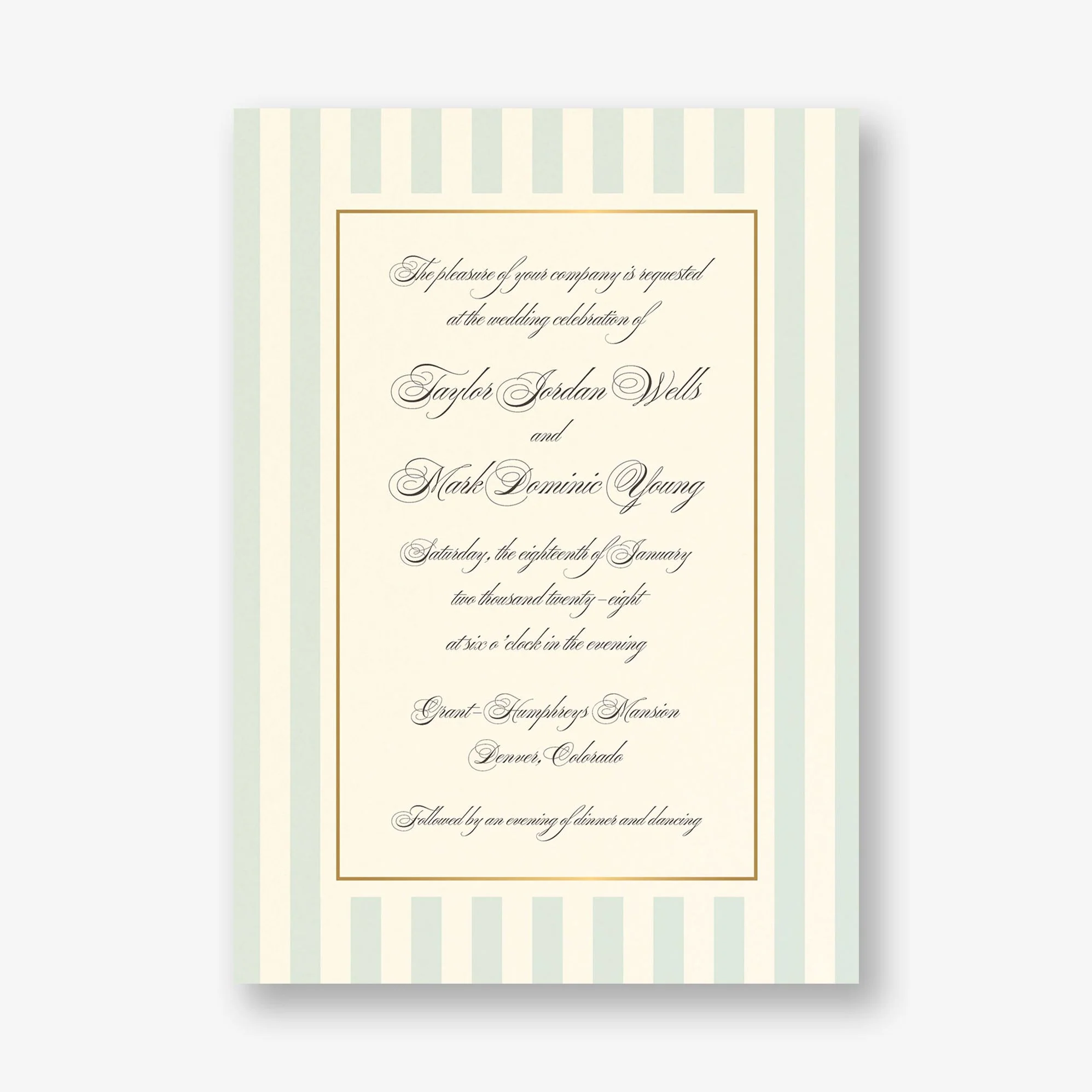 Posh Pinstripe Foil Wedding Invitation - Image 2