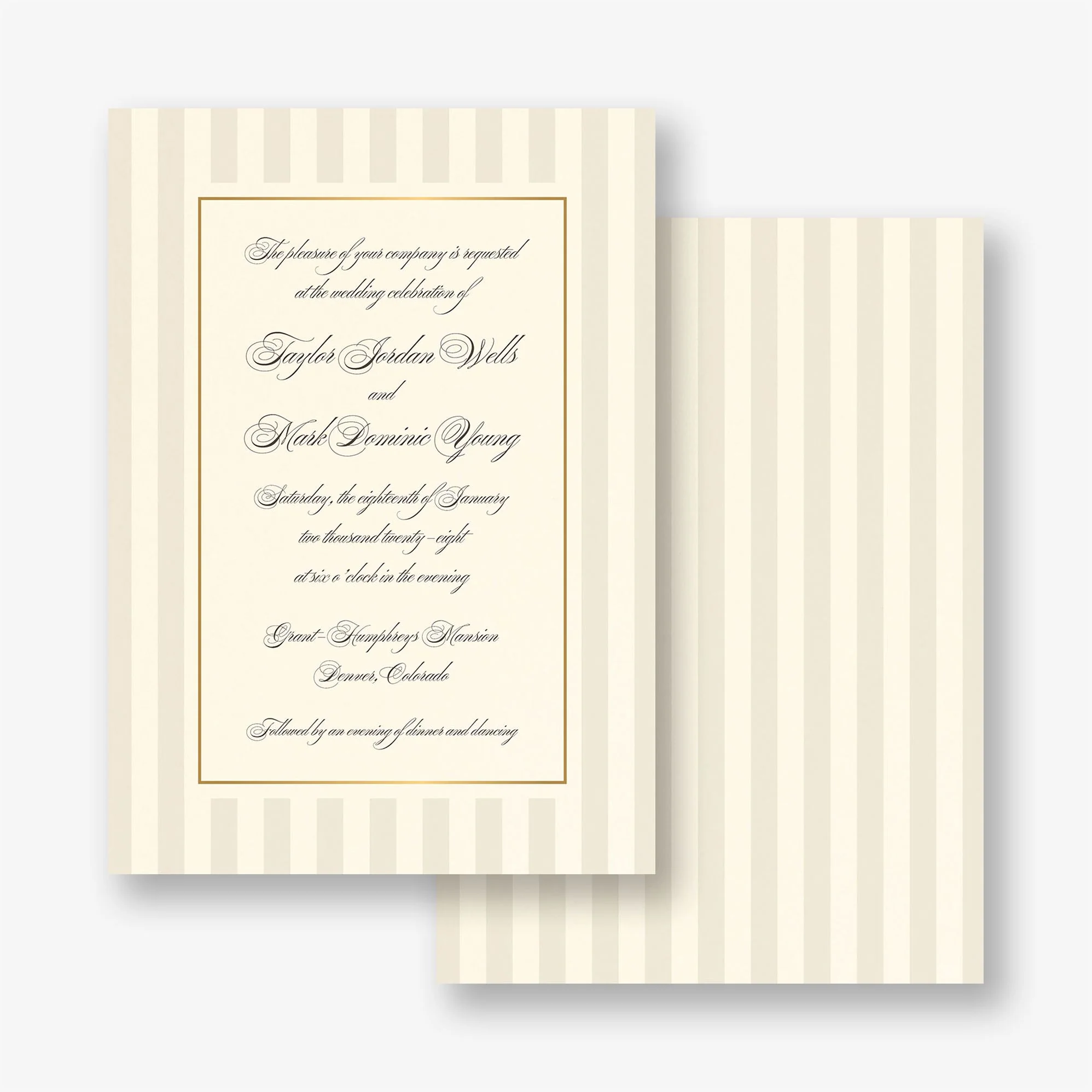 Posh Pinstripe Foil Wedding Invitation - Image 3
