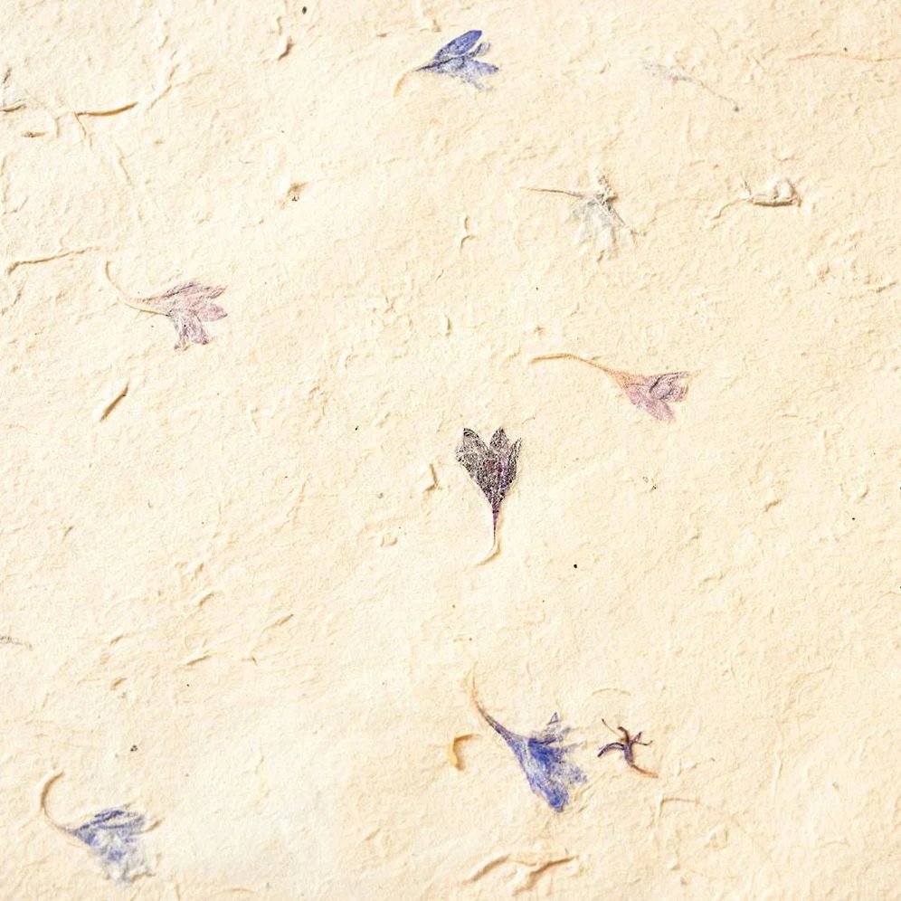 Pressed Blue Petal Handmade Paper - Image 3