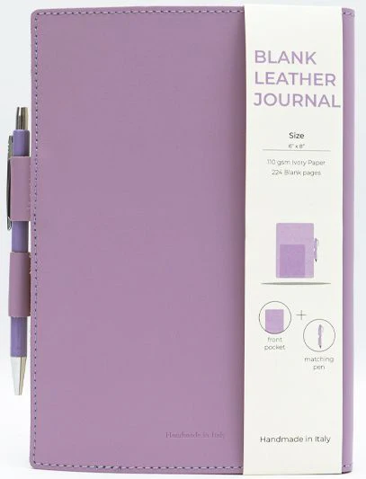 Purple Leather Journal with pen included and Blank Pages - Image 3